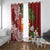 Polynesian Window Curtain Tropical Santa - Plumeria Red Vintage