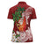 Polynesian Women Polo Shirt Tropical Santa - Plumeria Red Vintage