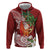 Polynesian Zip Hoodie Tropical Santa - Plumeria Red Vintage