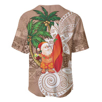 Polynesian Baseball Jersey Tropical Santa - Plumeria Beige Vintage
