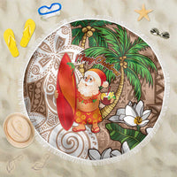 Polynesian Beach Blanket Tropical Santa - Plumeria Beige Vintage LT7 One Size 150cm Beige - Polynesian Pride