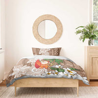 Polynesian Bedding Set Tropical Santa - Plumeria Beige Vintage