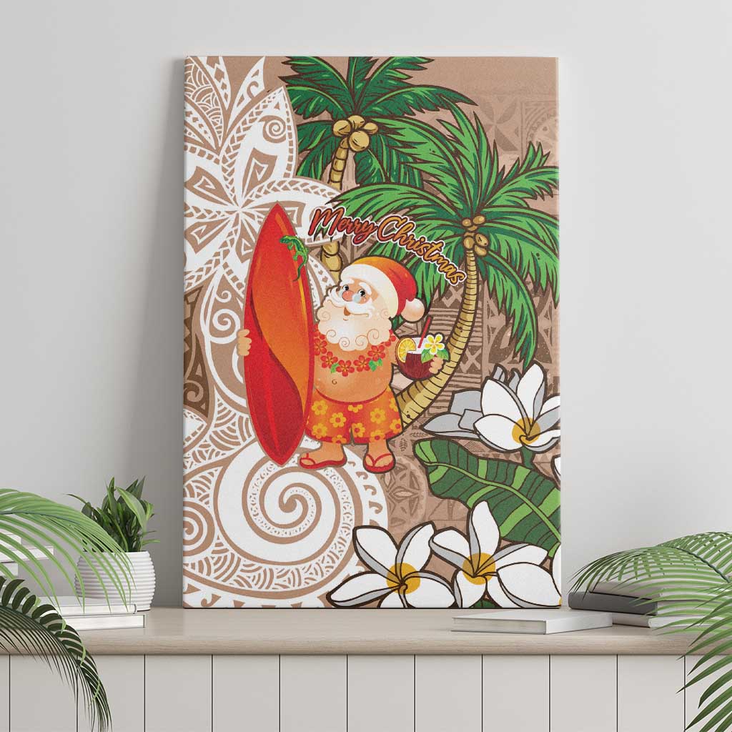 Polynesian Canvas Wall Art Tropical Santa - Plumeria Beige Vintage LT7 - Polynesian Pride