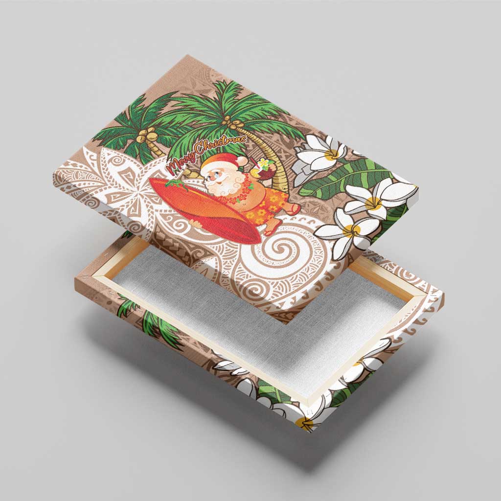 Polynesian Canvas Wall Art Tropical Santa - Plumeria Beige Vintage LT7 - Polynesian Pride