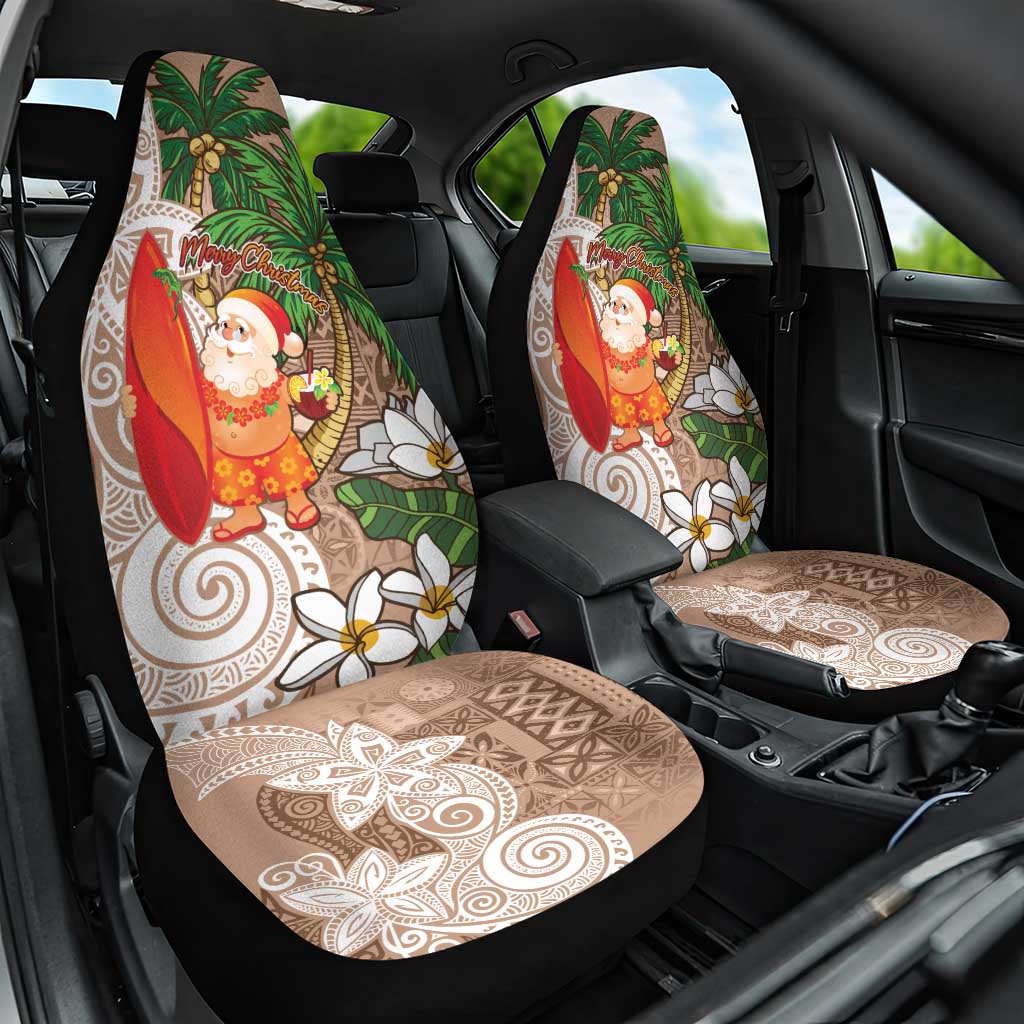 Polynesian Car Seat Cover Tropical Santa - Plumeria Beige Vintage