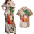 Polynesian Couples Matching Off Shoulder Maxi Dress and Hawaiian Shirt Tropical Santa - Plumeria Beige Vintage