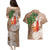 Polynesian Couples Matching Puletasi and Hawaiian Shirt Tropical Santa - Plumeria Beige Vintage