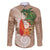 Polynesian Family Matching Long Sleeve Bodycon Dress and Hawaiian Shirt Tropical Santa - Plumeria Beige Vintage