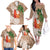 Polynesian Family Matching Off The Shoulder Long Sleeve Dress and Hawaiian Shirt Tropical Santa - Plumeria Beige Vintage