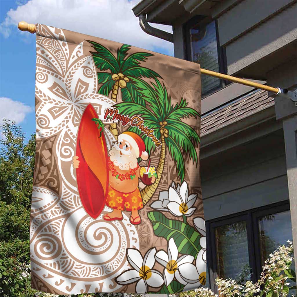 Polynesian Garden Flag Tropical Santa - Plumeria Beige Vintage LT7 - Polynesian Pride