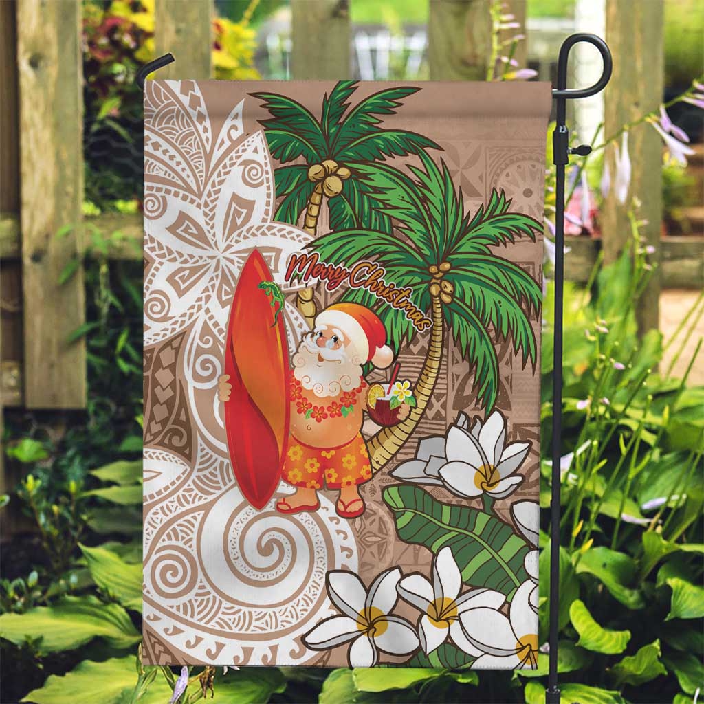 Polynesian Garden Flag Tropical Santa - Plumeria Beige Vintage LT7 Garden Flag Beige - Polynesian Pride