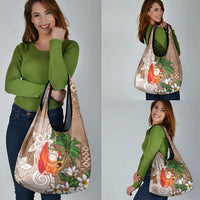 Polynesian Grocery Bag Tropical Santa - Plumeria Beige Vintage