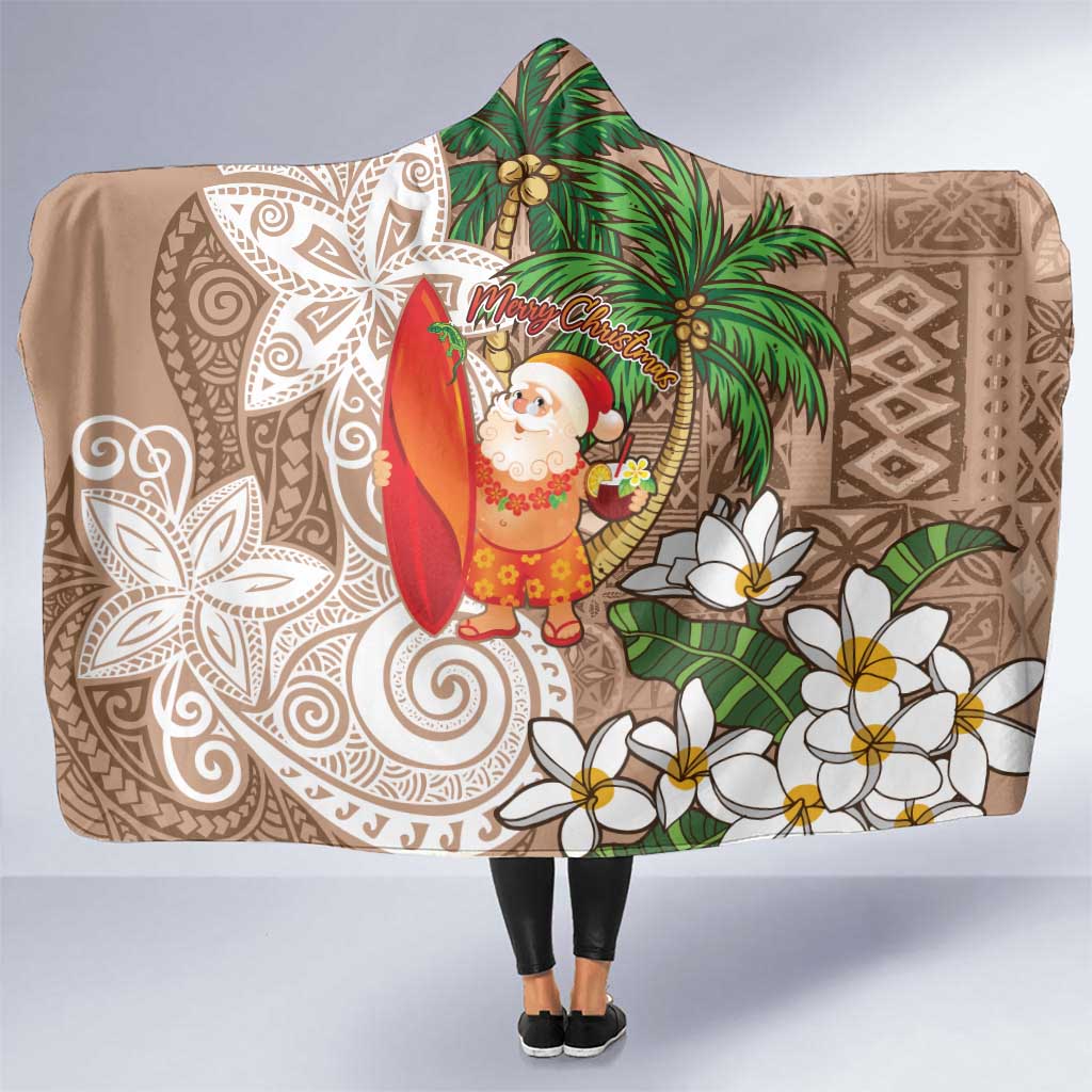 Polynesian Hooded Blanket Tropical Santa - Plumeria Beige Vintage