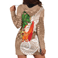 Polynesian Hoodie Dress Tropical Santa - Plumeria Beige Vintage LT7 - Polynesian Pride