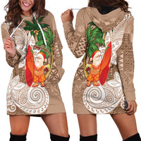 Polynesian Hoodie Dress Tropical Santa - Plumeria Beige Vintage LT7 - Polynesian Pride