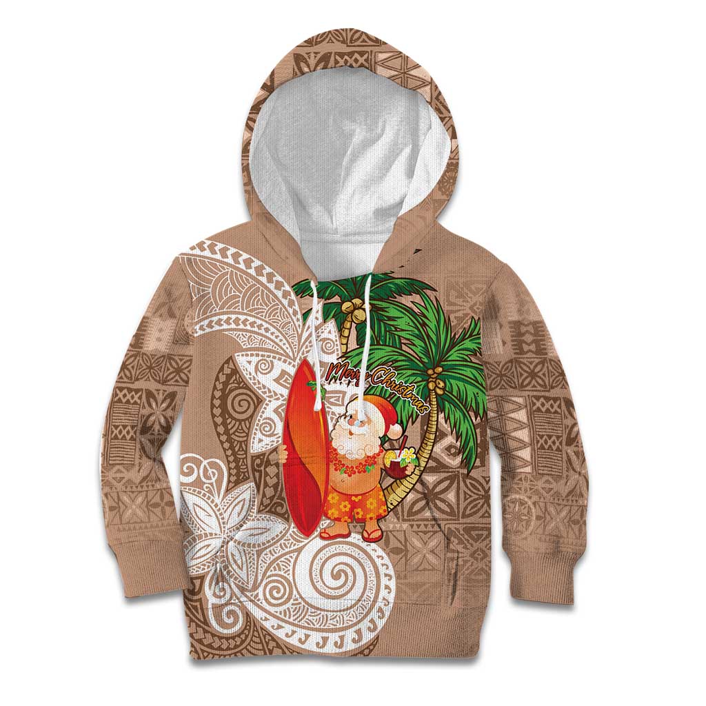 Polynesian Kid Hoodie Tropical Santa - Plumeria Beige Vintage