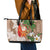 Polynesian Leather Tote Bag Tropical Santa - Plumeria Beige Vintage