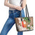 Polynesian Leather Tote Bag Tropical Santa - Plumeria Beige Vintage