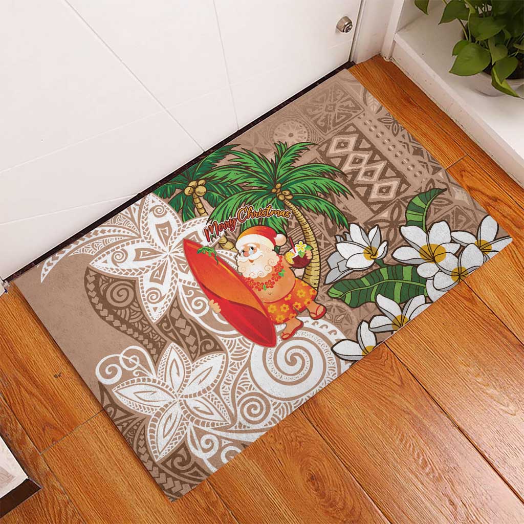 Polynesian Rubber Doormat Tropical Santa - Plumeria Beige Vintage LT7 - Polynesian Pride