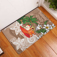 Polynesian Rubber Doormat Tropical Santa - Plumeria Beige Vintage LT7 - Polynesian Pride