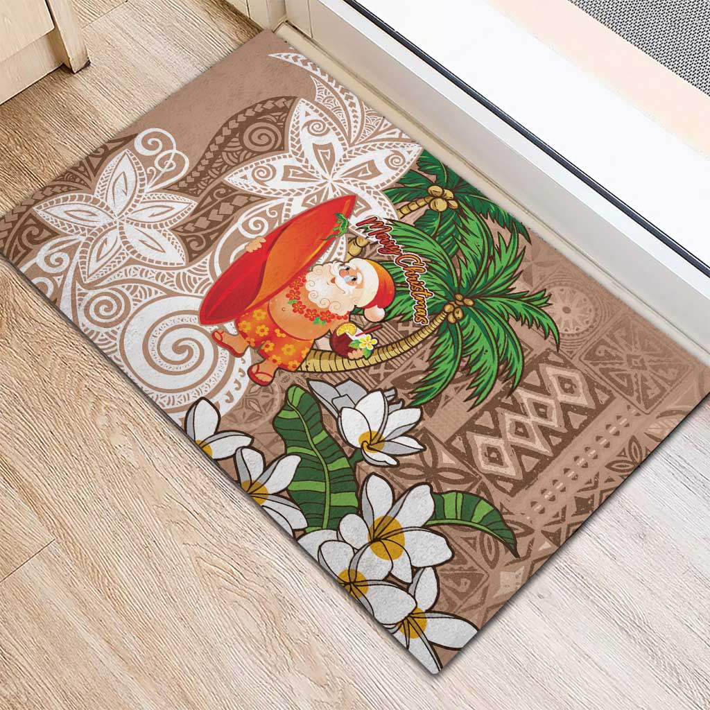 Polynesian Rubber Doormat Tropical Santa - Plumeria Beige Vintage LT7 - Polynesian Pride
