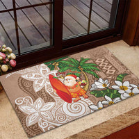 Polynesian Rubber Doormat Tropical Santa - Plumeria Beige Vintage LT7 - Polynesian Pride