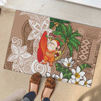 Polynesian Rubber Doormat Tropical Santa - Plumeria Beige Vintage LT7 - Polynesian Pride