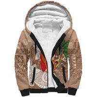 Polynesian Sherpa Hoodie Tropical Santa - Plumeria Beige Vintage LT7 Unisex Beige - Polynesian Pride