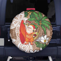 Polynesian Spare Tire Cover Tropical Santa - Plumeria Beige Vintage LT7 - Polynesian Pride