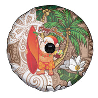 Polynesian Spare Tire Cover Tropical Santa - Plumeria Beige Vintage LT7 - Polynesian Pride