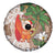 Polynesian Spare Tire Cover Tropical Santa - Plumeria Beige Vintage