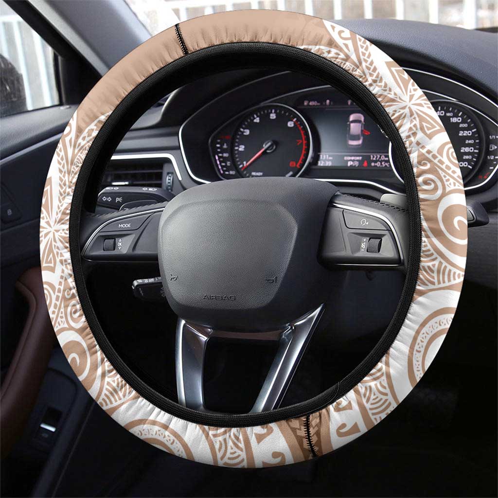 Polynesian Steering Wheel Cover Tropical Santa - Plumeria Beige Vintage LT7 - Polynesian Pride