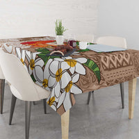 Polynesian Tablecloth Tropical Santa - Plumeria Beige Vintage LT7 - Polynesian Pride