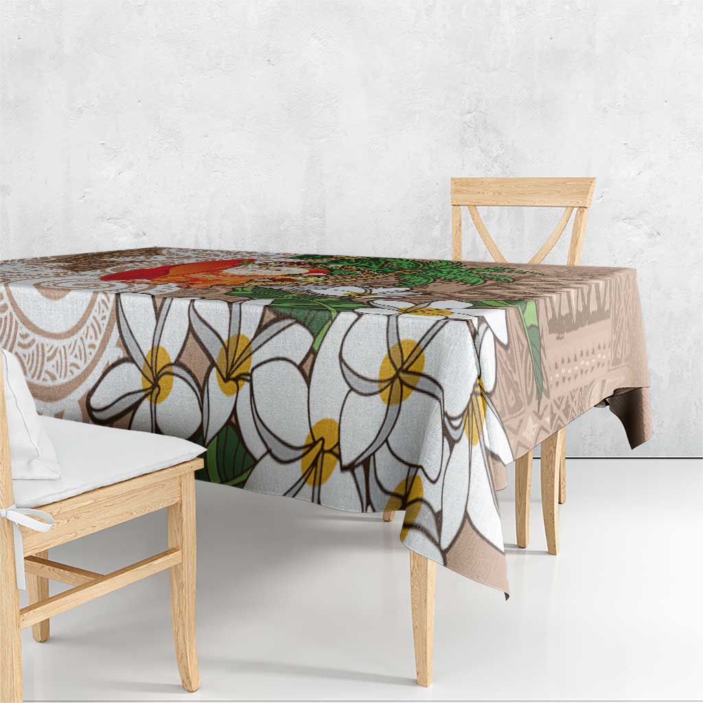 Polynesian Tablecloth Tropical Santa - Plumeria Beige Vintage LT7 - Polynesian Pride
