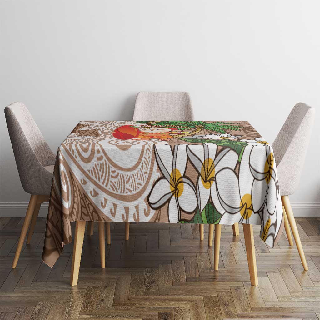 Polynesian Tablecloth Tropical Santa - Plumeria Beige Vintage LT7 - Polynesian Pride
