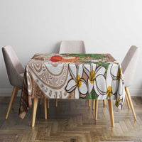 Polynesian Tablecloth Tropical Santa - Plumeria Beige Vintage LT7 - Polynesian Pride