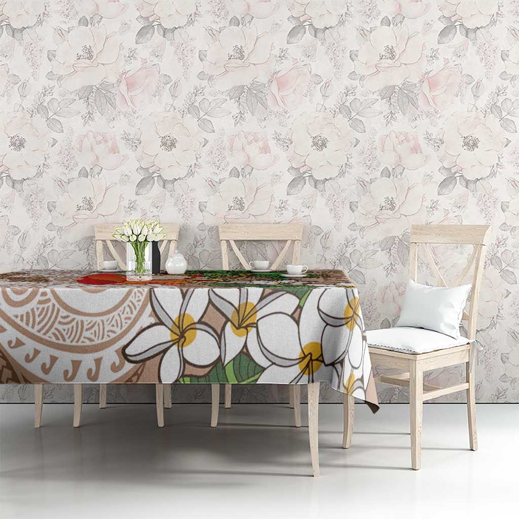 Polynesian Tablecloth Tropical Santa - Plumeria Beige Vintage LT7 - Polynesian Pride