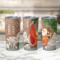 Polynesian Tumbler Cup Tropical Santa - Plumeria Beige Vintage LT7 - Polynesian Pride