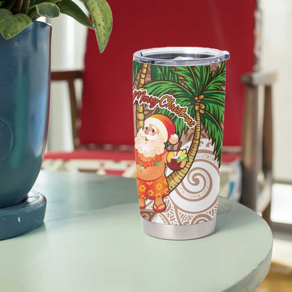 Polynesian Tumbler Cup Tropical Santa - Plumeria Beige Vintage LT7 - Polynesian Pride