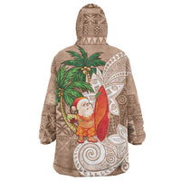 Polynesian Wearable Blanket Hoodie Tropical Santa - Plumeria Beige Vintage LT7 - Polynesian Pride