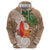 Polynesian Zip Hoodie Tropical Santa - Plumeria Beige Vintage