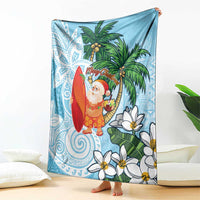 Polynesian Blanket Tropical Santa - Plumeria Turquoise Vintage LT7 - Polynesian Pride