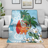 Polynesian Blanket Tropical Santa - Plumeria Turquoise Vintage LT7 - Polynesian Pride