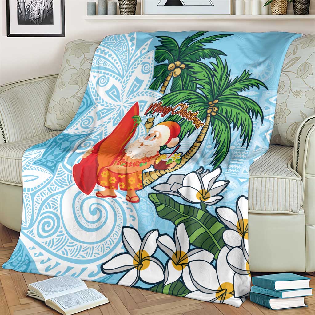 Polynesian Blanket Tropical Santa - Plumeria Turquoise Vintage LT7 - Polynesian Pride