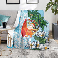 Polynesian Blanket Tropical Santa - Plumeria Turquoise Vintage LT7 - Polynesian Pride