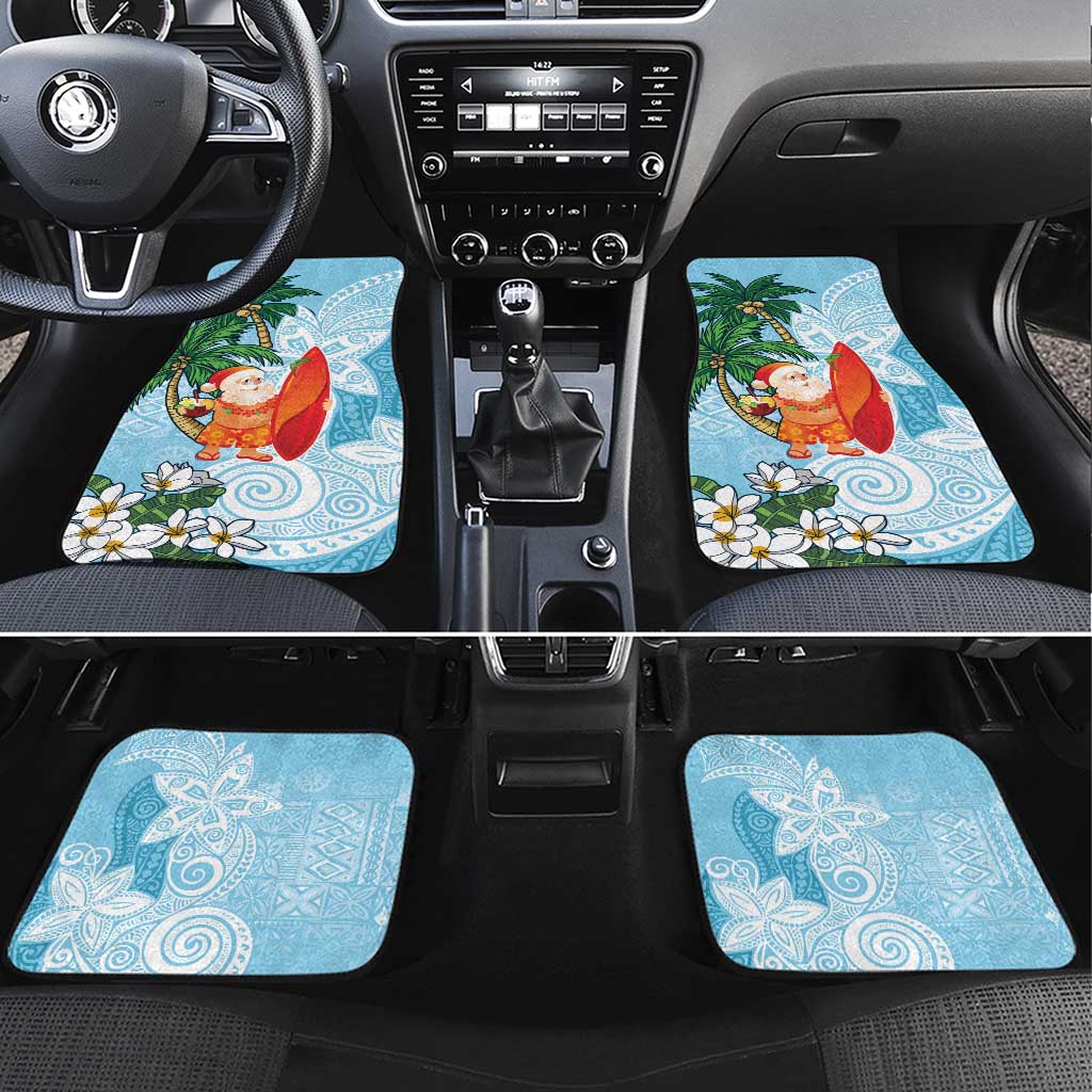 Polynesian Car Mats Tropical Santa - Plumeria Turquoise Vintage LT7 Set 4pcs Turquoise - Polynesian Pride