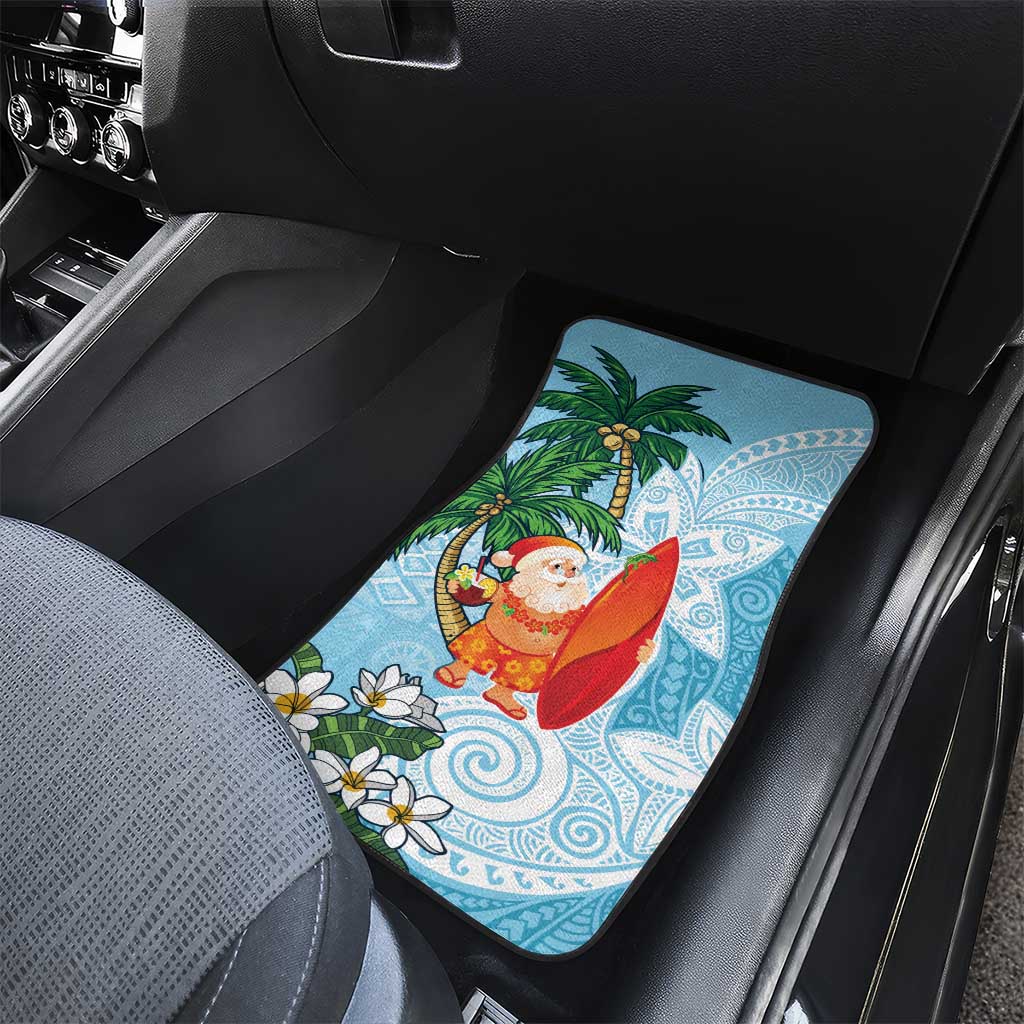 Polynesian Car Mats Tropical Santa - Plumeria Turquoise Vintage LT7 - Polynesian Pride