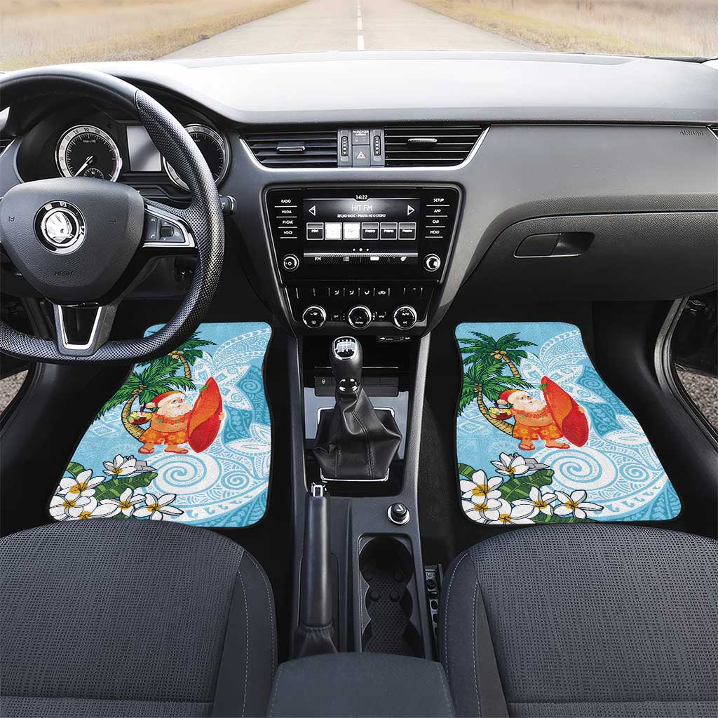 Polynesian Car Mats Tropical Santa - Plumeria Turquoise Vintage LT7 Set 2pcs - Front Turquoise - Polynesian Pride