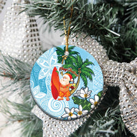 Polynesian Ceramic Ornament Tropical Santa - Plumeria Turquoise Vintage LT7 - Polynesian Pride