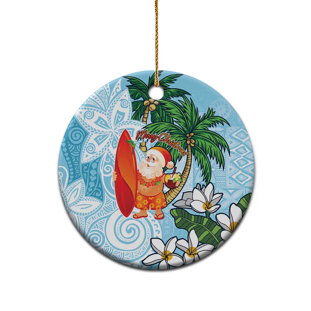 Polynesian Ceramic Ornament Tropical Santa - Plumeria Turquoise Vintage LT7 - Polynesian Pride
